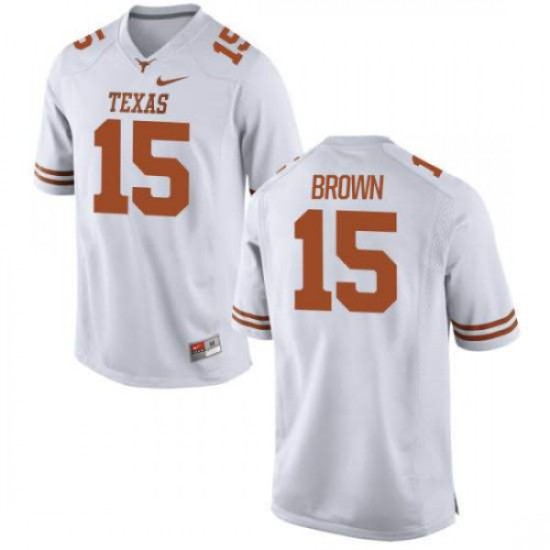 #15 Chris Brown Texas Longhorns Men Replica Stitch Jersey White