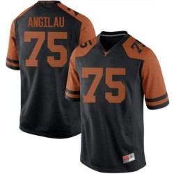 #75 Junior Angilau UT Men Replica Official Jersey Black