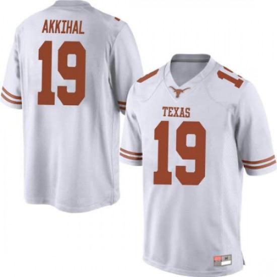 #19 Kartik Akkihal Texas Longhorns Men Replica Embroidery Jerseys White