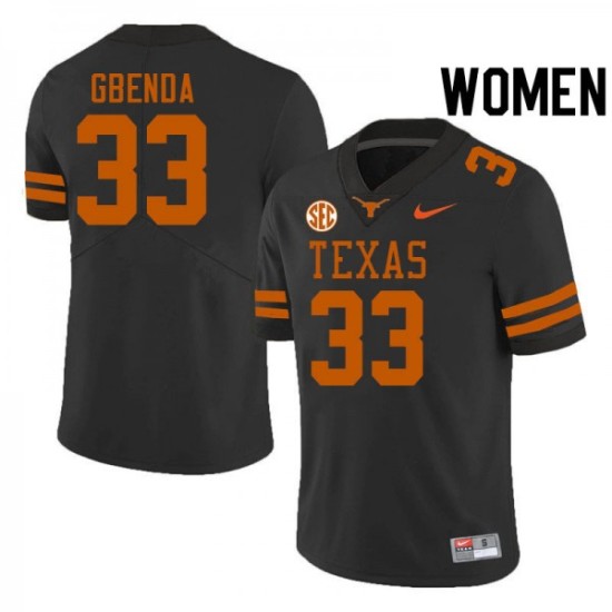 #33 David Gbenda Longhorns Women SEC Conference University Jersey Black