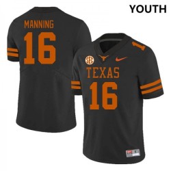 #16 Arch Manning Longhorns Youth SEC Conference Alumni Jersey Black