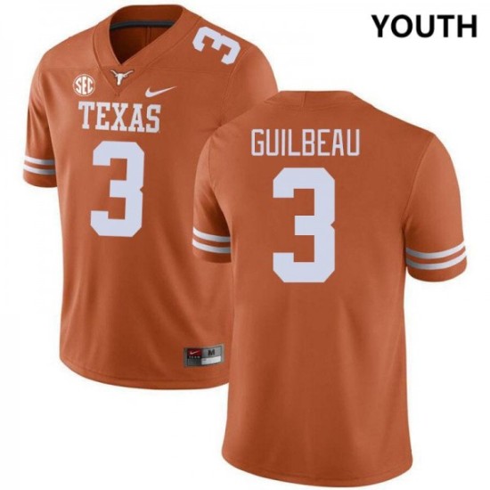 #3 Jaylon Guilbeau Texas Longhorns Youth SEC Conference Official Jersey Orange