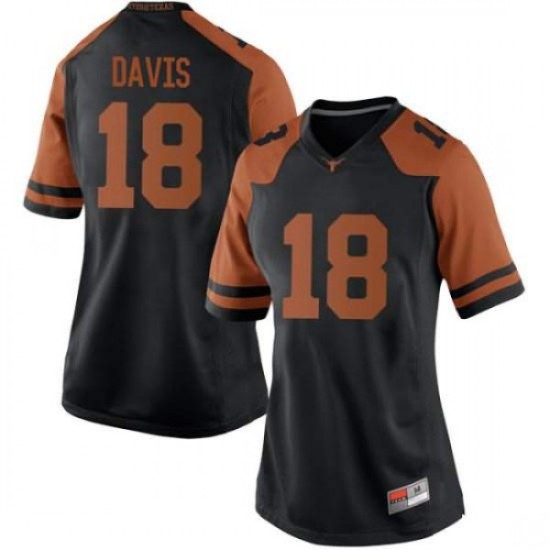 #18 Davante Davis Longhorns Women Replica Stitch Jerseys Black