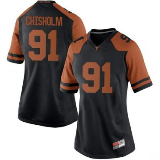 #91 Jamari Chisholm Texas Longhorns Women Game Football Jerseys Black