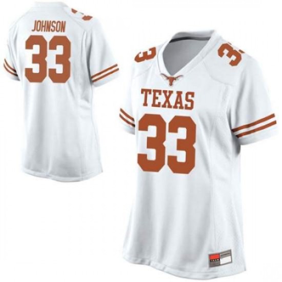 #33 Gary Johnson Longhorns Women Replica Stitch Jerseys White