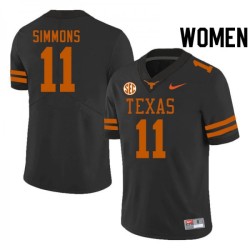 #11 Colin Simmons Texas Longhorns Women SEC Conference NCAA Jersey Black