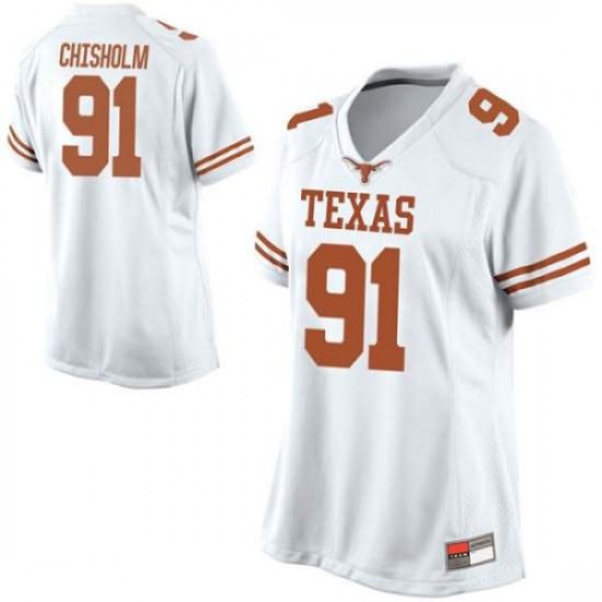 #91 Jamari Chisholm Longhorns Women Replica College Jersey White