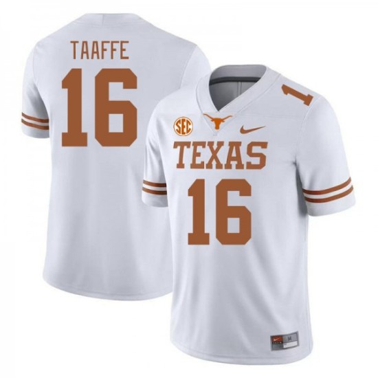 #16 Michael Taaffe Longhorns Men SEC Conference University Jersey White