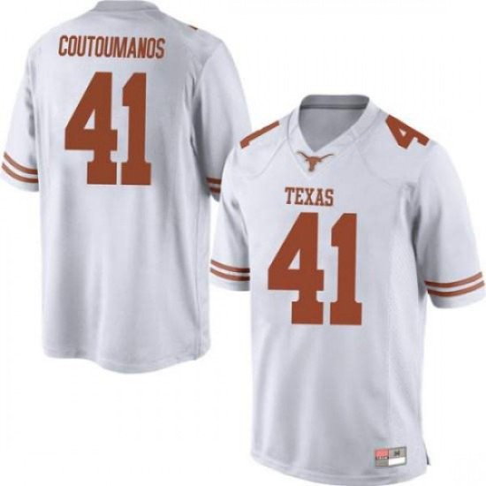 #41 Hank Coutoumanos UT Men Game Football Jersey White