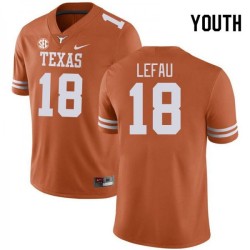 #18 Liona Lefau Longhorns Youth SEC Conference Embroidery Jersey Orange