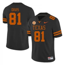 #81 Juan Davis Texas Longhorns Men SEC Conference Embroidery Jersey Black