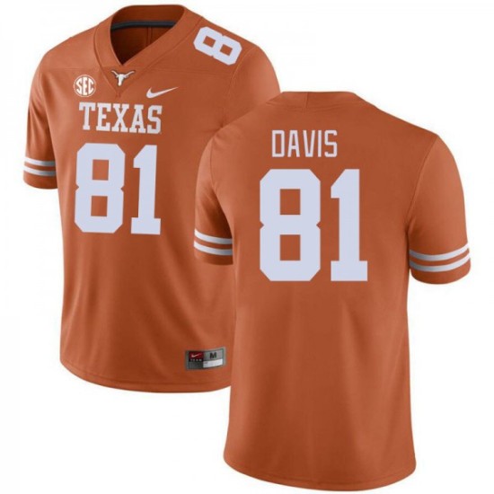 #81 Juan Davis UT Men SEC Conference Embroidery Jersey Orange