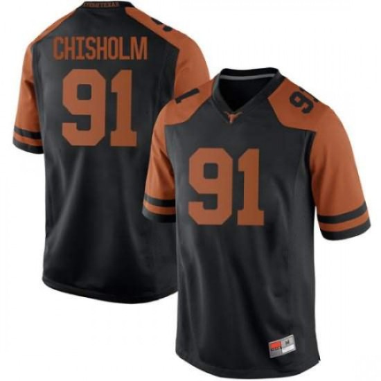 #91 Jamari Chisholm Texas Longhorns Men Replica Official Jerseys Black