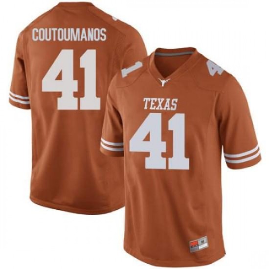 #41 Hank Coutoumanos Longhorns Men Game High School Jersey Orange