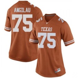 #75 Junior Angilau University of Texas Women Replica University Jerseys Orange